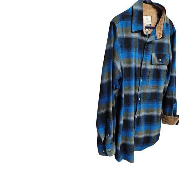 Legendary Whitetails Men's Size M‎ Buck Camp Flannel Shirt Cobalt Blue Plaid - Picture 4 of 15